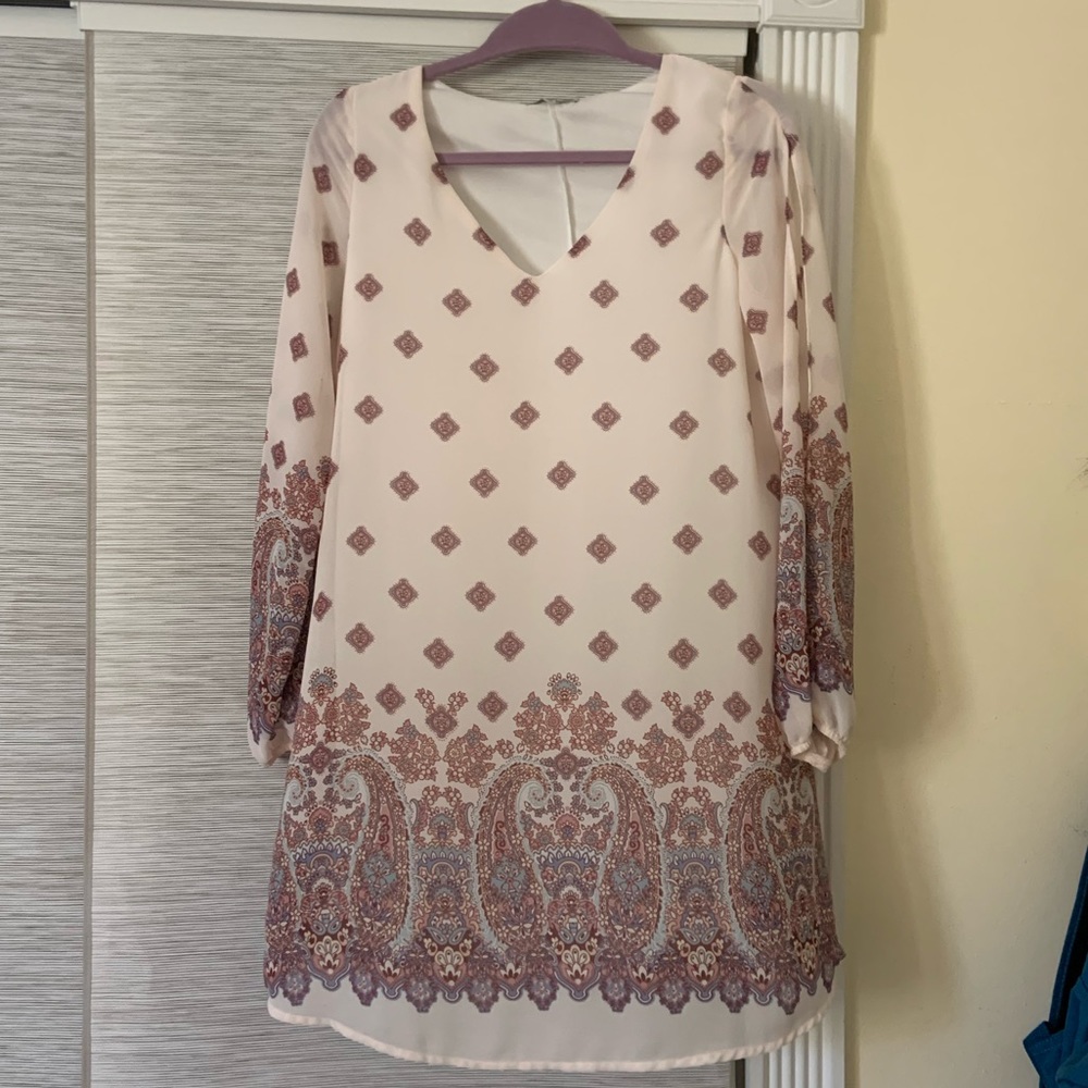Dress long sleeve boho print